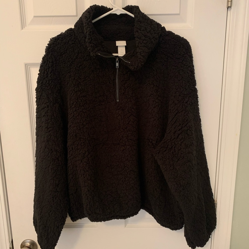 H&M Black Fleece/Sherpa Pullover Jacket